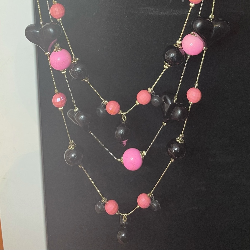 Betsey Johnson 3 Layer Heart Necklace